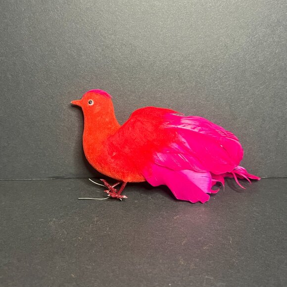 Vintage 1980s Lot of 3 Flocked & Plastic Red Cardinal Bird Christmas Ornaments - Picture 3 of 8